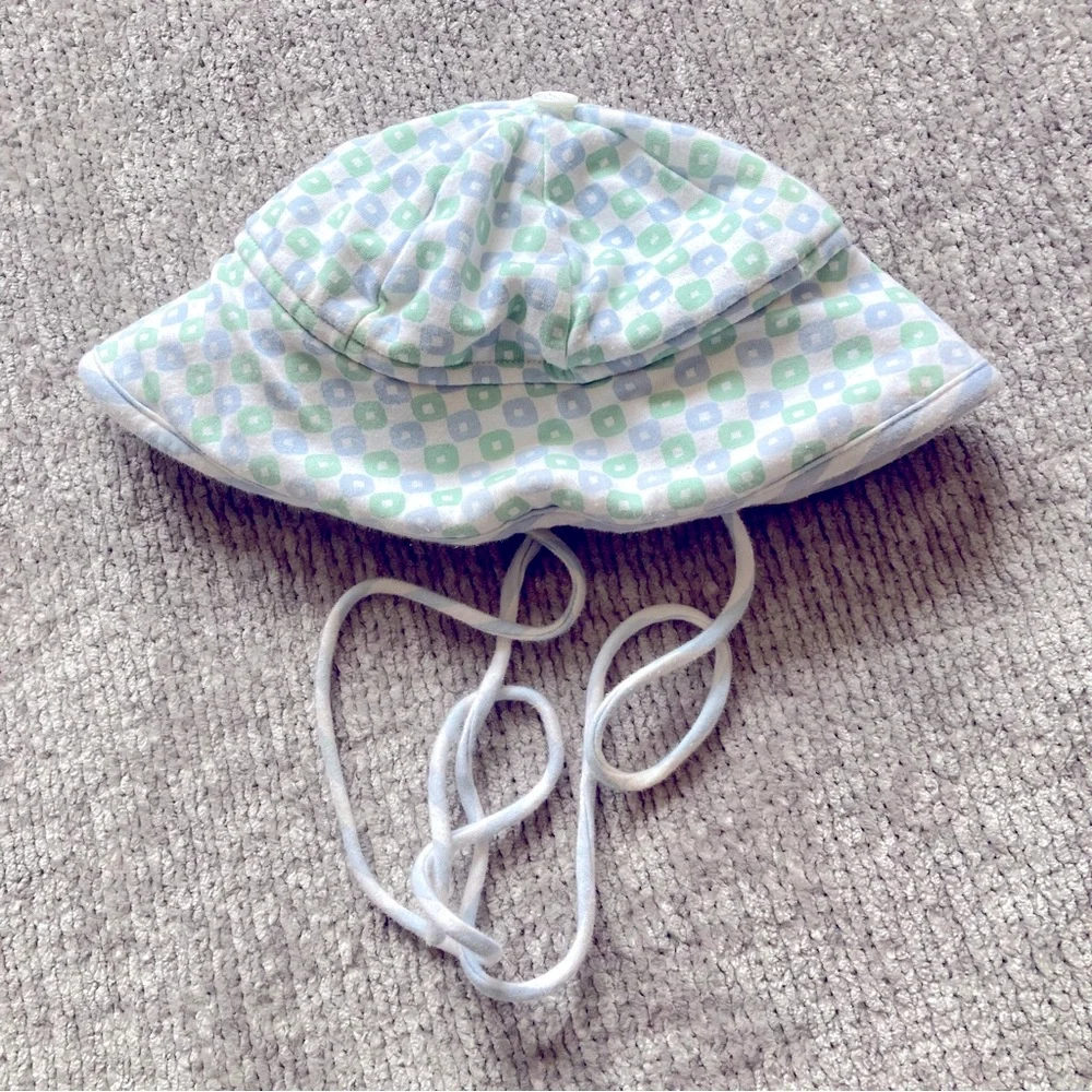 Marimekko Infant Sun Hat Cotton Geometric Print‎ Tie Strap